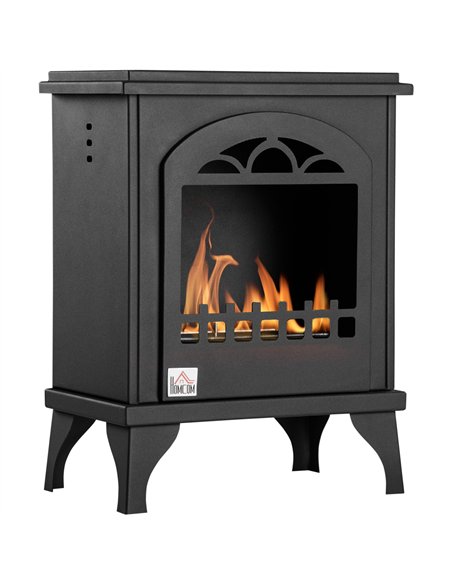 HOMCOM Free Standing Ethanol Fireplace, Bioethanol Heater Stove Fire with 0.9L Tank, 3 Hours Burning Time, Black