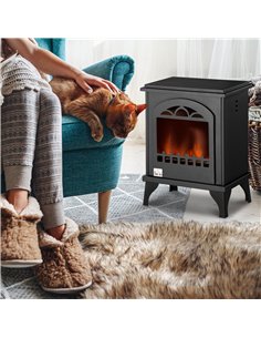 HOMCOM Free Standing Ethanol Fireplace, Bioethanol Heater Stove Fire with 0.9L Tank, 3 Hours Burning Time, Black 2