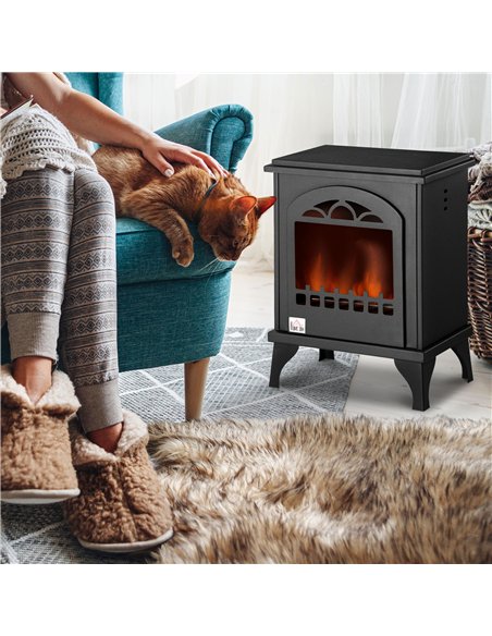 HOMCOM Free Standing Ethanol Fireplace, Bioethanol Heater Stove Fire with 0.9L Tank, 3 Hours Burning Time, Black