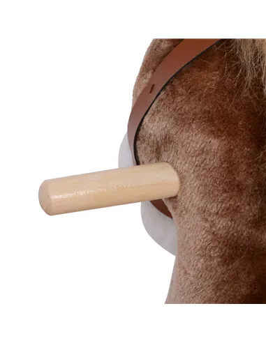 HOMCOM Kids Children Plush Rocking Horse Wooden Base Ride On Toy Rocker with Handle Grip Traditional Toy Fun Gift for Age 3+ (Br