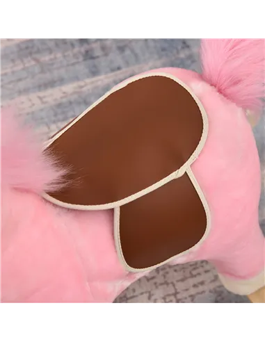 HOMCOM Kids Plush Rocking Horse w/ Sound Moving Mouth Wagging Tail Children Rocker Ride On Toy Gift 3-6 Years Pink