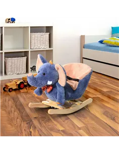HOMCOM Children Rocking Seat with Sound, Elephant-Blue/Beige 2