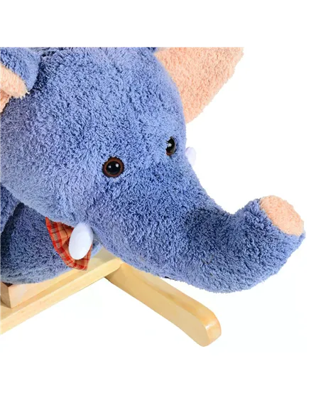 HOMCOM Children Rocking Seat with Sound, Elephant-Blue/Beige