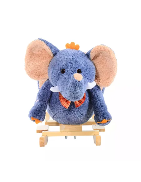 HOMCOM Children Rocking Seat with Sound, Elephant-Blue/Beige