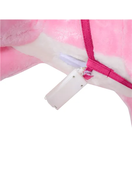 HOMCOM Baby Rocking Horse Plush Ride on Animals Rocker with Sound Handle Grip for Kids 3-6 Years - Pink
