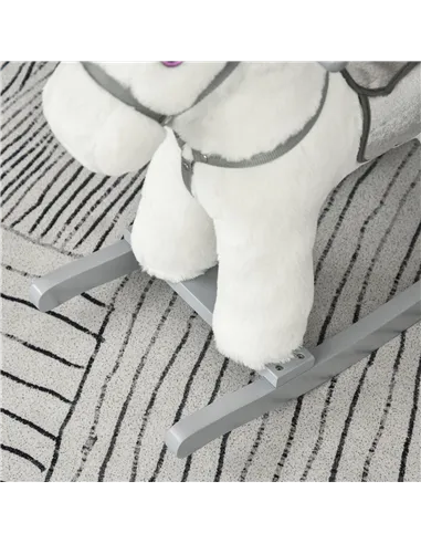HOMCOM Kids Plush Ride-On Rocking Horse Toy Rocker with Plush Toy Realistic Sounds for Child 18-36 Months White