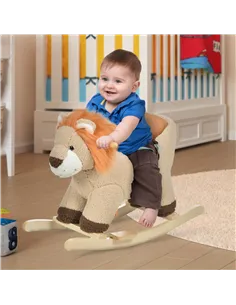 HOMCOM Kids Children Rocking Horse Plush Ride On Lion Seat w/ Sound Wood Base Seat Safety Belt Toddler Baby Toy for 18-36 Months 2
