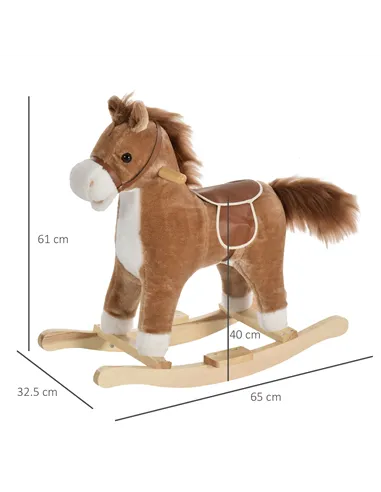 HOMCOM Kids Classic Rocking Horse, with Moving Mouth, Neighing Sounds, Brown