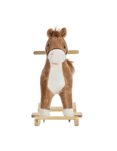 HOMCOM Kids Classic Rocking Horse, with Moving Mouth, Neighing Sounds, Brown