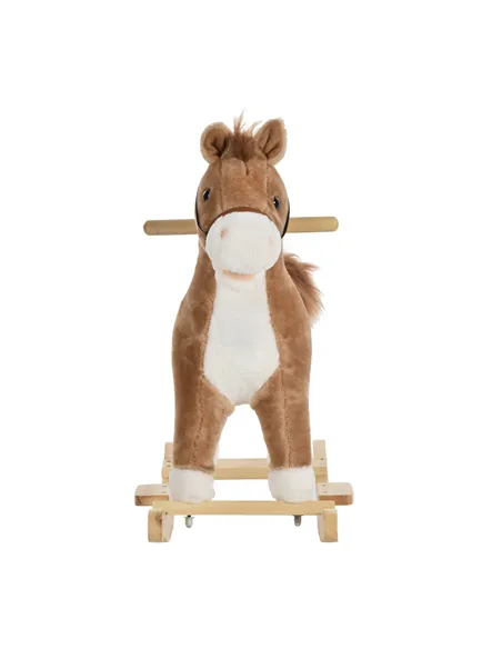 HOMCOM Kids Classic Rocking Horse, with Moving Mouth, Neighing Sounds, Brown