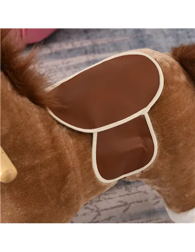HOMCOM Kids Classic Rocking Horse, with Moving Mouth, Neighing Sounds, Brown