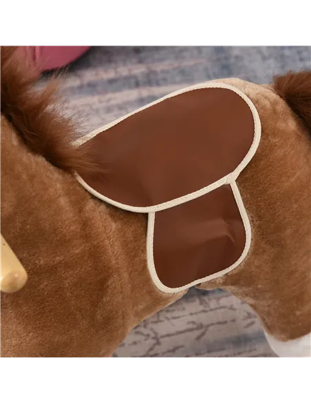 HOMCOM Kids Classic Rocking Horse, with Moving Mouth, Neighing Sounds, Brown