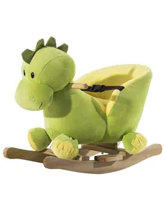 HOMCOM Kids Rocking Horse, Plush Ride-On Dinosaur Seat, with Seat Safety Belt, 32 Songs, Ride-On Horse