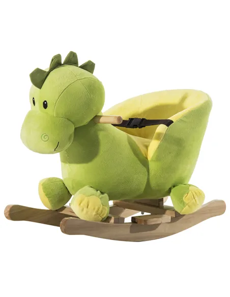HOMCOM Kids Rocking Horse, Plush Ride-On Dinosaur Seat, with Seat Safety Belt, 32 Songs, Ride-On Horse