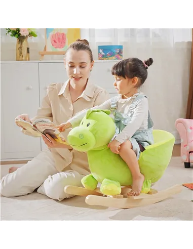 HOMCOM Kids Rocking Horse, Plush Ride-On Dinosaur Seat, with Seat Safety Belt, 32 Songs, Ride-On Horse