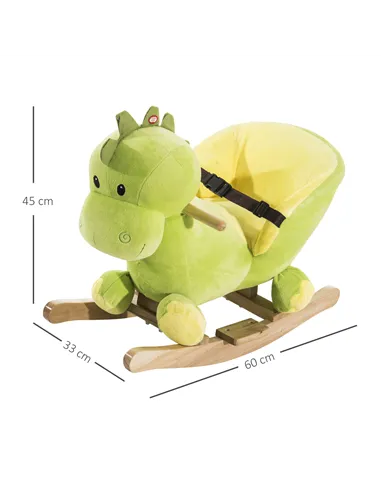 HOMCOM Kids Rocking Horse, Plush Ride-On Dinosaur Seat, with Seat Safety Belt, 32 Songs, Ride-On Horse