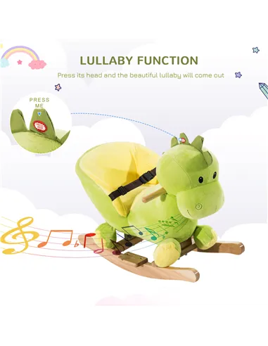 HOMCOM Kids Rocking Horse, Plush Ride-On Dinosaur Seat, with Seat Safety Belt, 32 Songs, Ride-On Horse
