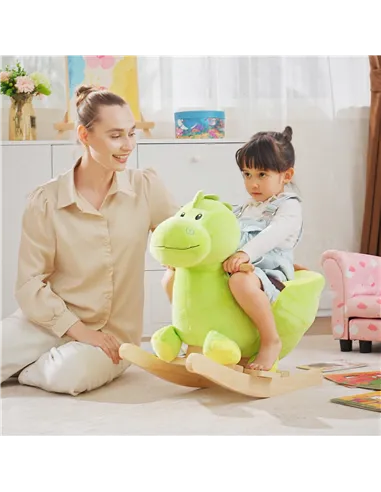 HOMCOM Kids Rocking Horse, Plush Ride-On Dinosaur Seat, with Seat Safety Belt, 32 Songs, Ride-On Horse