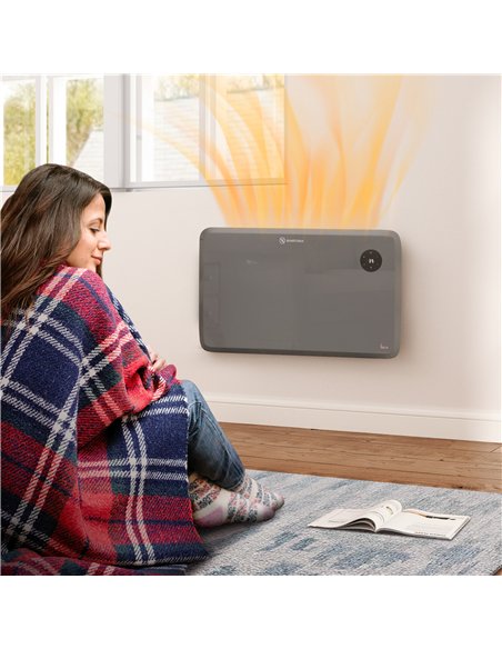 HOMCOM 1200W Electric Convector Heater, Freestanding or Wall Mounted, Space Heater with Adjustable Thermostat, Timer, Grey