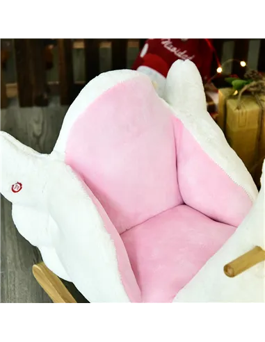 HOMCOM Kids Rocking Horse Plush Ride On Swan Toy w/ Safety Seat for Toddler 18 Months +, White and Pink