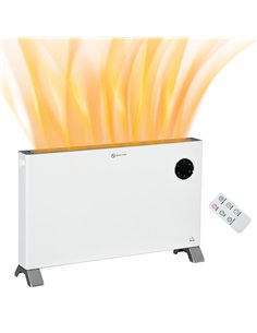 HOMCOM 2000W Electric Convector Heater, Freestanding Space Heater with 3 Heat Settings, Adjustable Thermostat, Timer, White