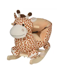 HOMCOM Children Kids Rocking Horse Toys Giraffe Seat Belt Toddlers Baby Toy Gift