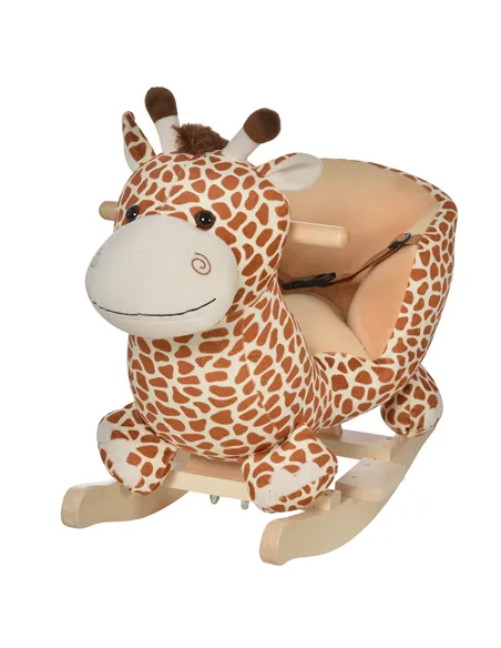 HOMCOM Children Kids Rocking Horse Toys Giraffe Seat Belt Toddlers Baby Toy Gift