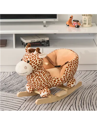 HOMCOM Children Kids Rocking Horse Toys Giraffe Seat Belt Toddlers Baby Toy Gift