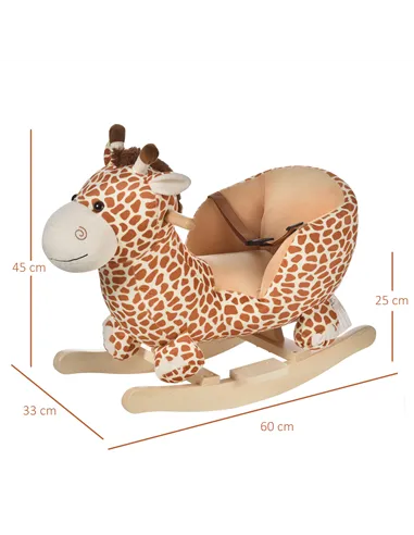 HOMCOM Children Kids Rocking Horse Toys Giraffe Seat Belt Toddlers Baby Toy Gift