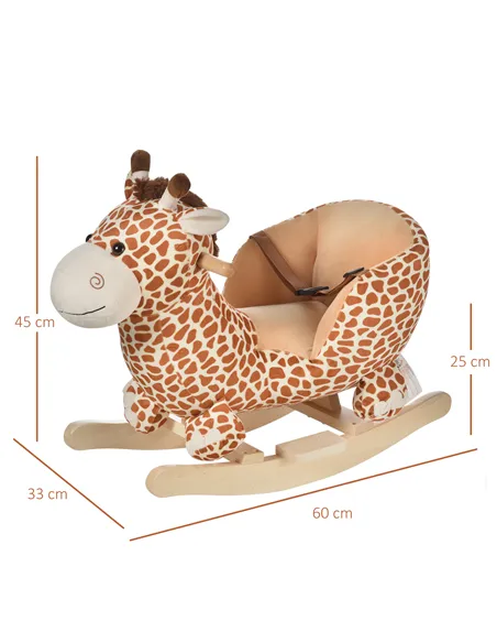 HOMCOM Children Kids Rocking Horse Toys Giraffe Seat Belt Toddlers Baby Toy Gift