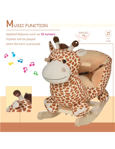 HOMCOM Children Kids Rocking Horse Toys Giraffe Seat Belt Toddlers Baby Toy Gift