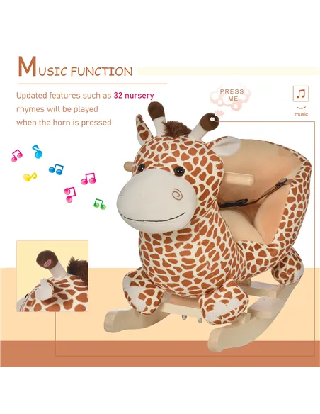 HOMCOM Children Kids Rocking Horse Toys Giraffe Seat Belt Toddlers Baby Toy Gift