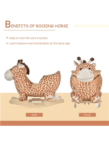 HOMCOM Children Kids Rocking Horse Toys Giraffe Seat Belt Toddlers Baby Toy Gift