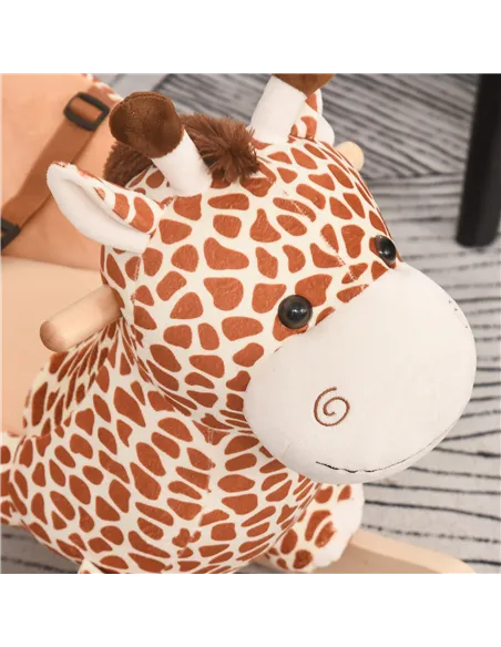 HOMCOM Children Kids Rocking Horse Toys Giraffe Seat Belt Toddlers Baby Toy Gift