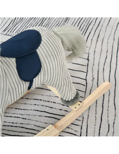 HOMCOM Kids Plush Rocking Horse w/ Sound Children Rocker Ride On Toy Gift 3-6 Years Grey