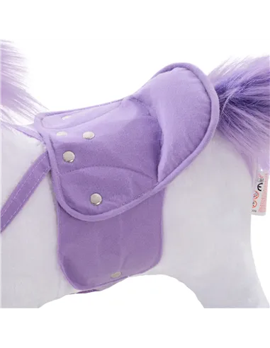 HOMCOM Kids Ride-On Rocking Unicorn, with Realistic Sounds, Handlebars, Purple/White