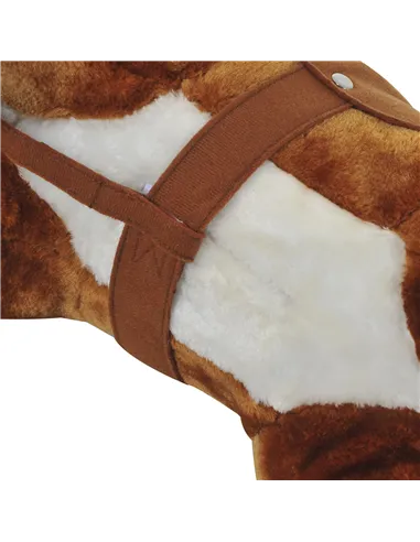 HOMCOM Rocking Horse Kids Ride on Walking Horse Animal Pony Wheeled Riding Plush Toy w/Sound for 2 Years and Up (Brown)