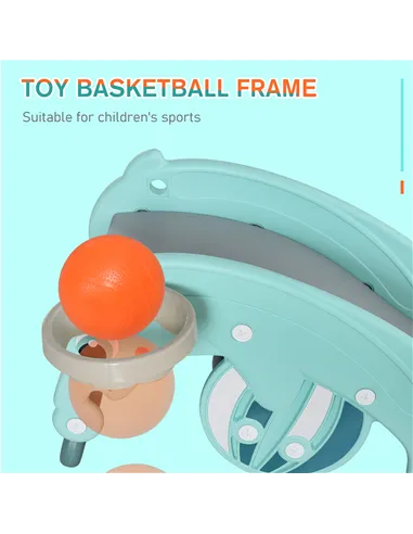 HOMCOM 3-in-1 Baby Rocking Horse Portable Slide Basketball Hoop Equipment Indoor Outdoor Playground Toy, Age 18-36 Months, Green