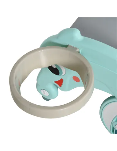 HOMCOM 3-in-1 Baby Rocking Horse Portable Slide Basketball Hoop Equipment Indoor Outdoor Playground Toy, Age 18-36 Months, Green