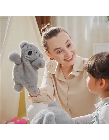 HOMCOM Kids Toddler Rocking Horse Plush Ride On Koala Rocker Wooden Base Seat Safety Belt w/ Gloved Doll Toy for 18-36 Months Gr