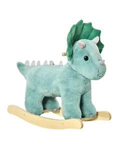 HOMCOM Plush Ride-On Rocking Dinosaur, with Sound - Green