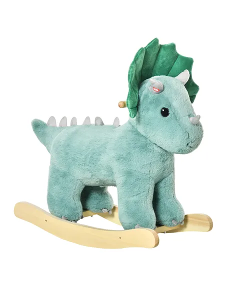 HOMCOM Plush Ride-On Rocking Dinosaur, with Sound - Green