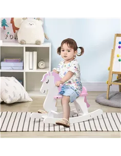 HOMCOM Kids Rocking Horse, with Handlebar, Foot Pedal - Pink 2