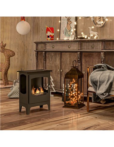 HOMCOM Freestanding Ethanol Fireplace, Steel Bioethanol Fireplace with Stainless Steel Flame Snuffer, 1.2L Tank, 3 Hours Burning