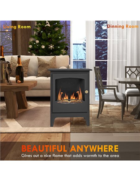 HOMCOM Freestanding Ethanol Fireplace, Steel Bioethanol Fireplace with Stainless Steel Flame Snuffer, 1.2L Tank, 3 Hours Burning