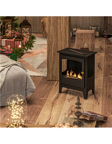 HOMCOM Freestanding Ethanol Fireplace, Steel Bioethanol Fireplace with Stainless Steel Flame Snuffer, 1.2L Tank, 3 Hours Burning