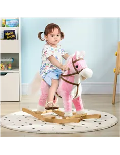 HOMCOM Wooden Rocking Horse with Music, Sound, Saddle for Ages 3-6 Years 2