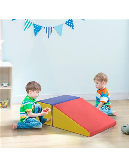 HOMCOM 2-Piece Soft Playset for Toddlers, Climbing, Crawling, For ages 12-36 Months, Red