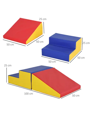 HOMCOM 2-Piece Soft Playset for Toddlers, Climbing, Crawling, For ages 12-36 Months, Red