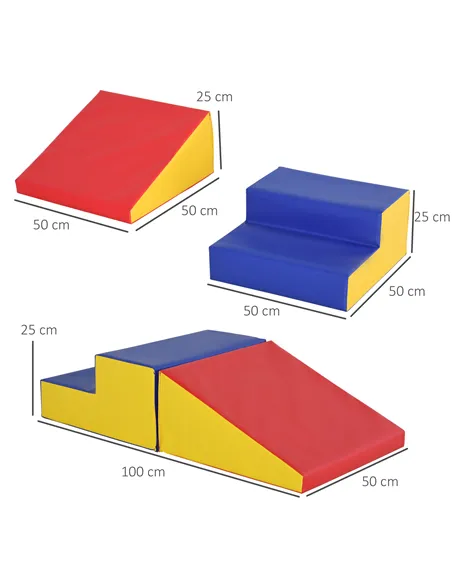 HOMCOM 2-Piece Soft Playset for Toddlers, Climbing, Crawling, For ages 12-36 Months, Red